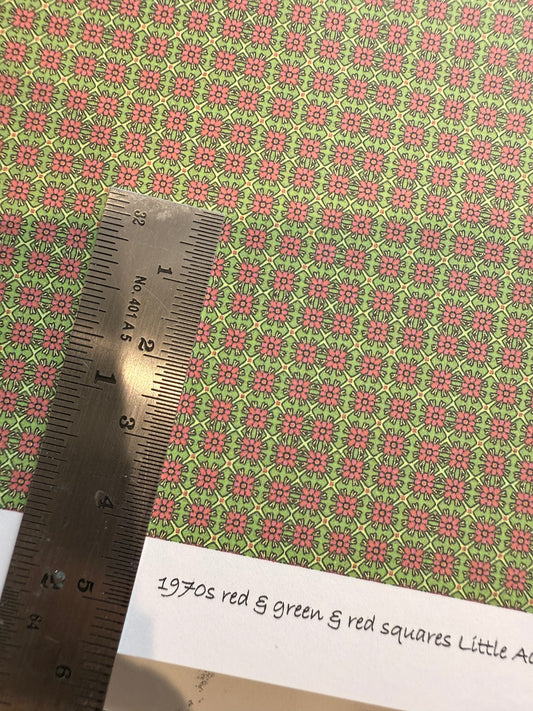Wallpaper 1970s red green squares 1/48
