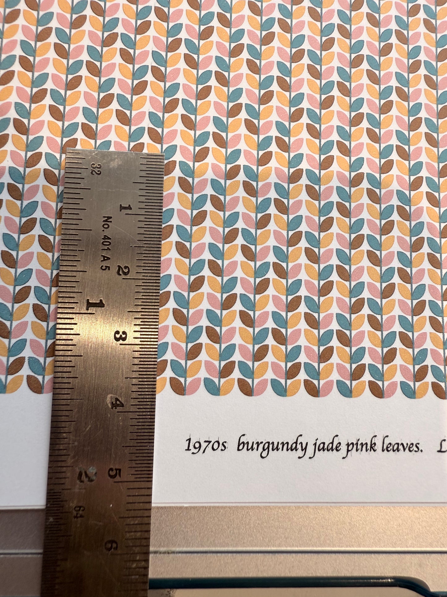 wallpaper 1970s burgandy jade pink leaves 1/48