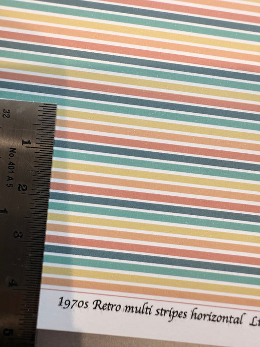 fabric 1970s retro multi stripes  1/48