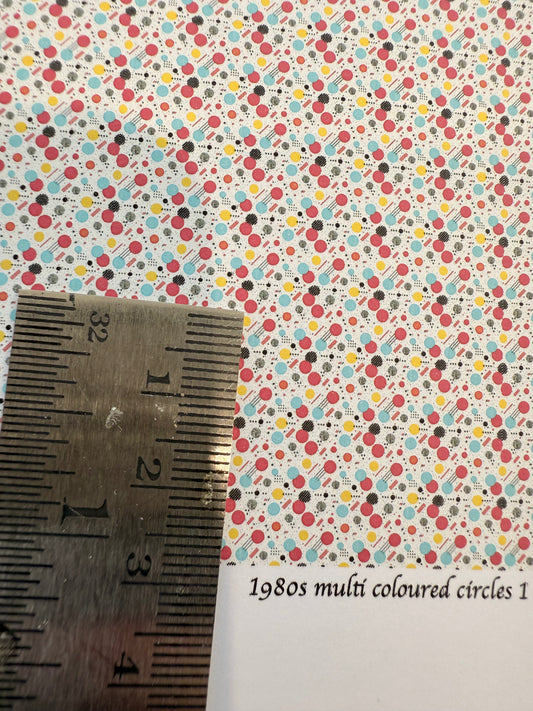 Fabric 1980s multicoloured CIRCLES 1/48