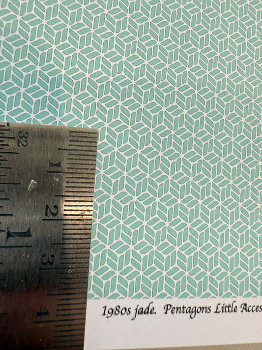 FABRIC 1980S JADE PENTAGONS. 1/48