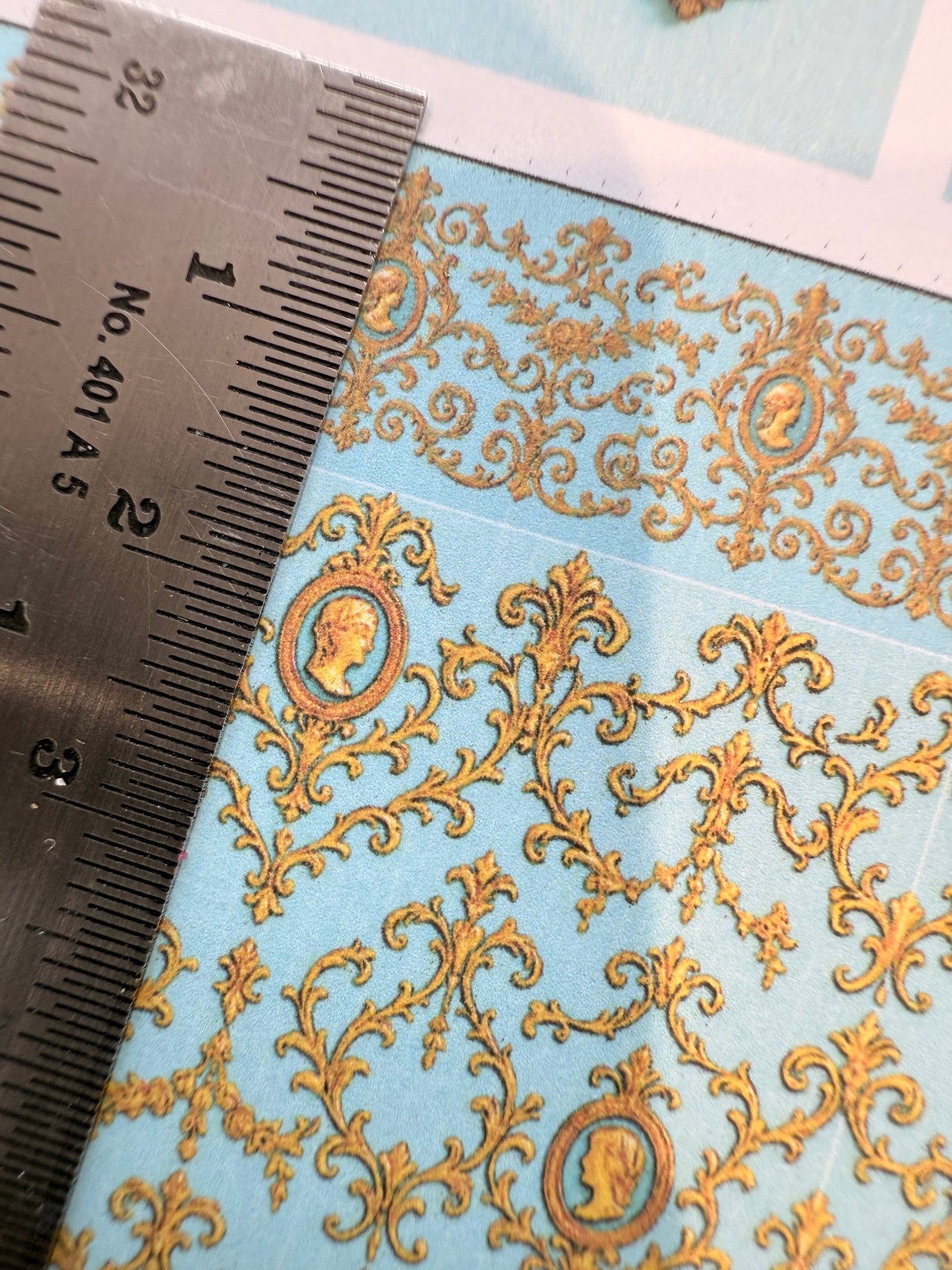 WALLPAPER SET ROCOCO TURQUOISE & GOLD