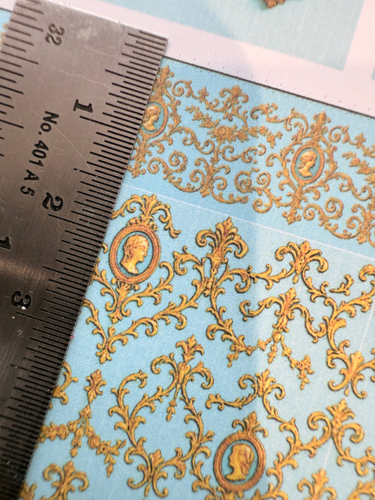 WALLPAPER SET ROCOCO TURQUOISE & GOLD