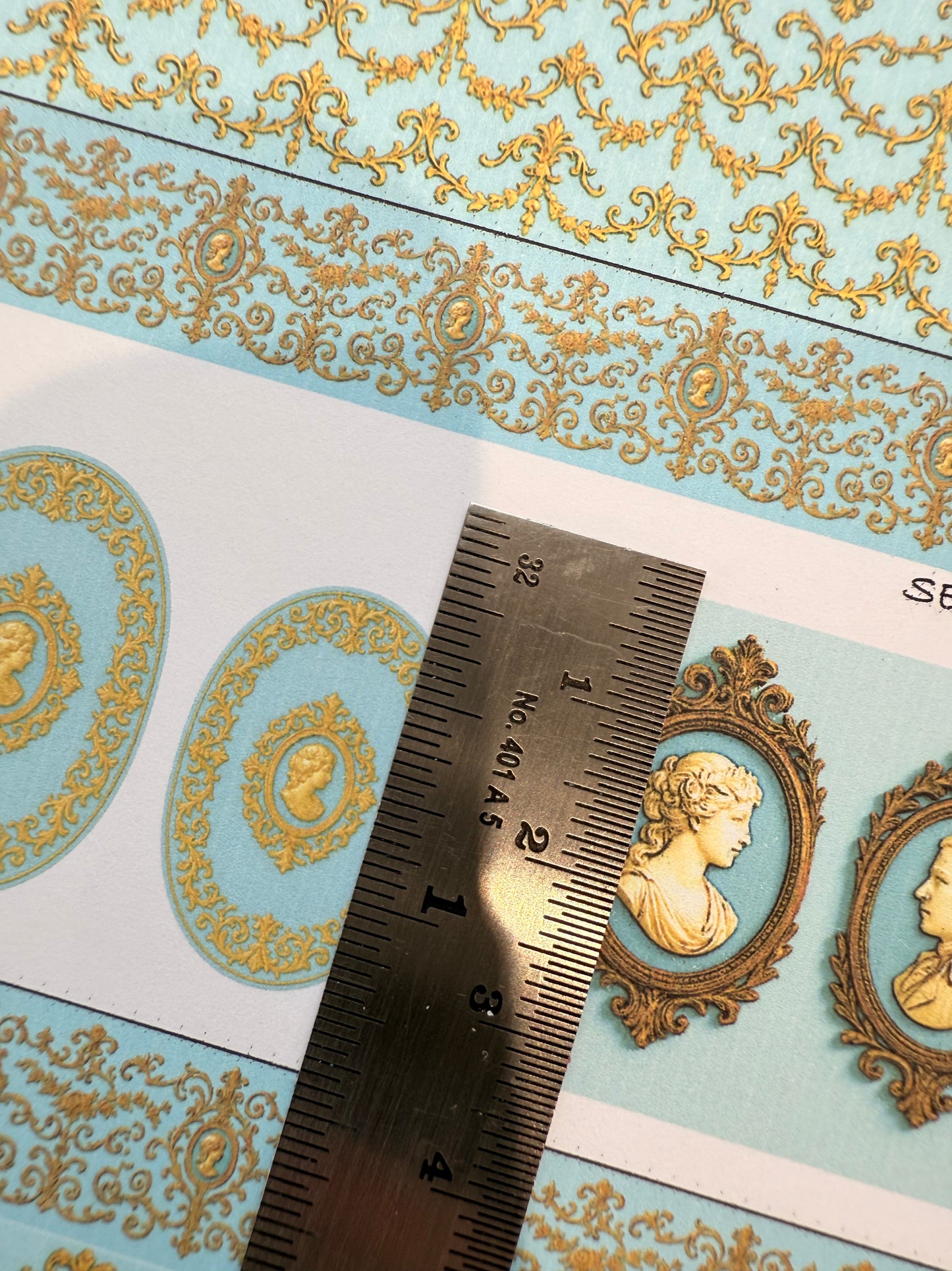 WALLPAPER SET ROCOCO TURQUOISE & GOLD