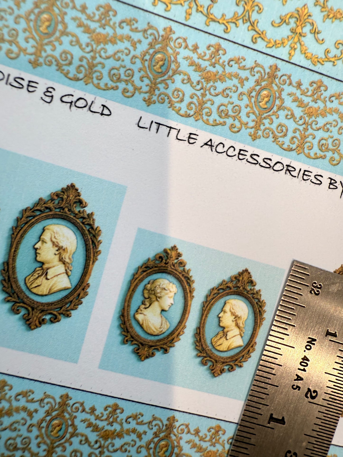 WALLPAPER SET ROCOCO TURQUOISE & GOLD