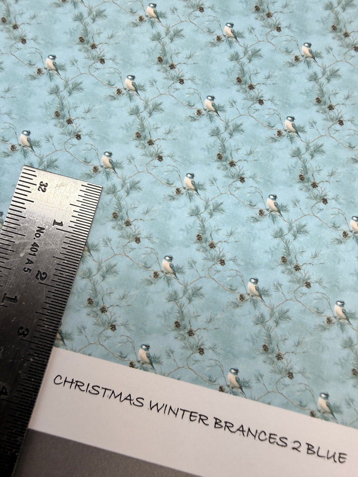 WALLPAPER CHRISTMAS WINTER BRANCHES 2 BLUE