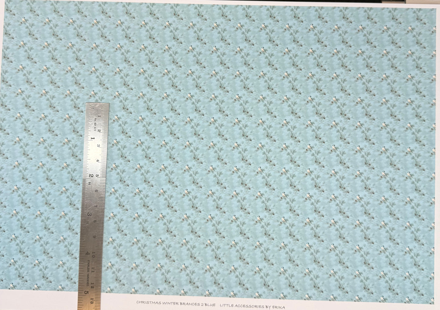 FABRIC CHRISTMAS WINTER BRANCHES 2 BLUE 1/48