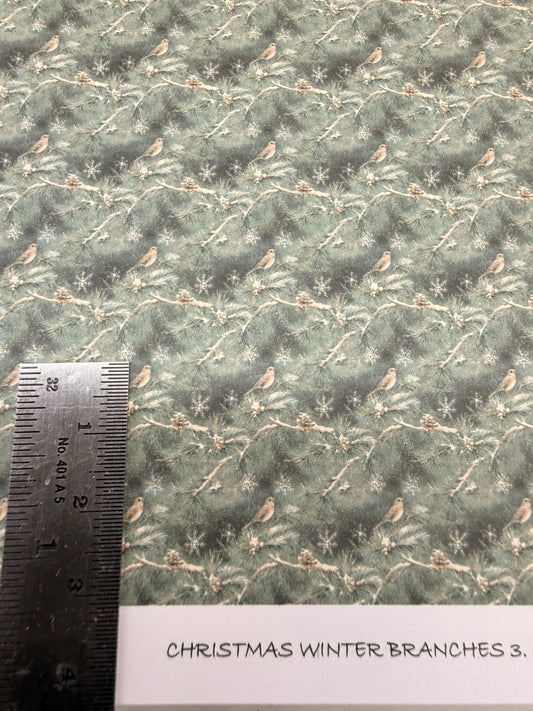 FABRIC CHRISTMAS WINTER BRANCHES 3