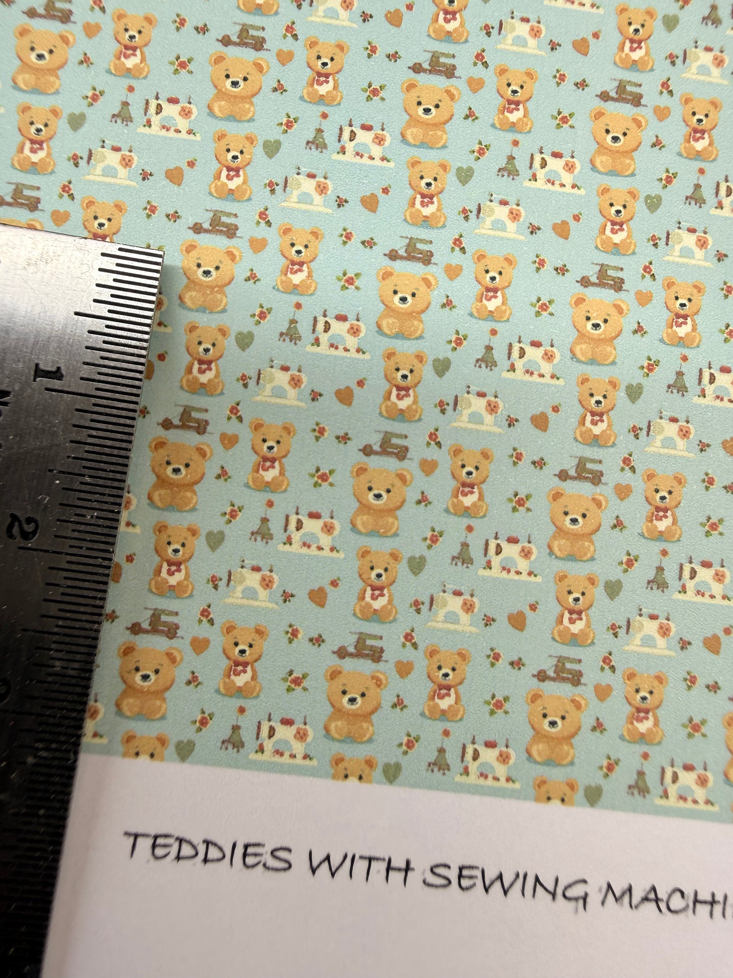 FABRIC TEDDIES WITH SEWING MACHINES. 1/48