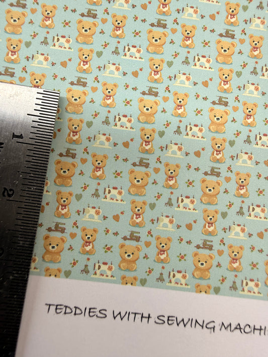 FABRIC TEDDIES WITH SEWING MACHINES. 1/48