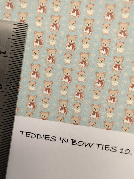 WALLPAPER CHILDREN TEDDIES IN BOW TIES 1/48