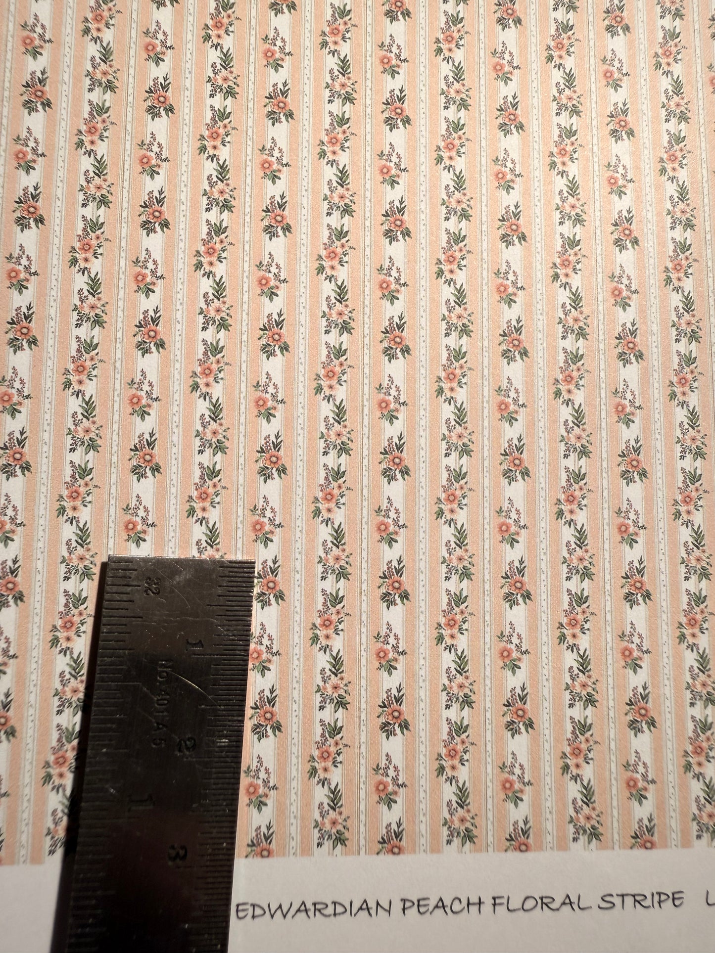 WALLPAPER EDWARDIAN ORANGE FLORAL STRIPE