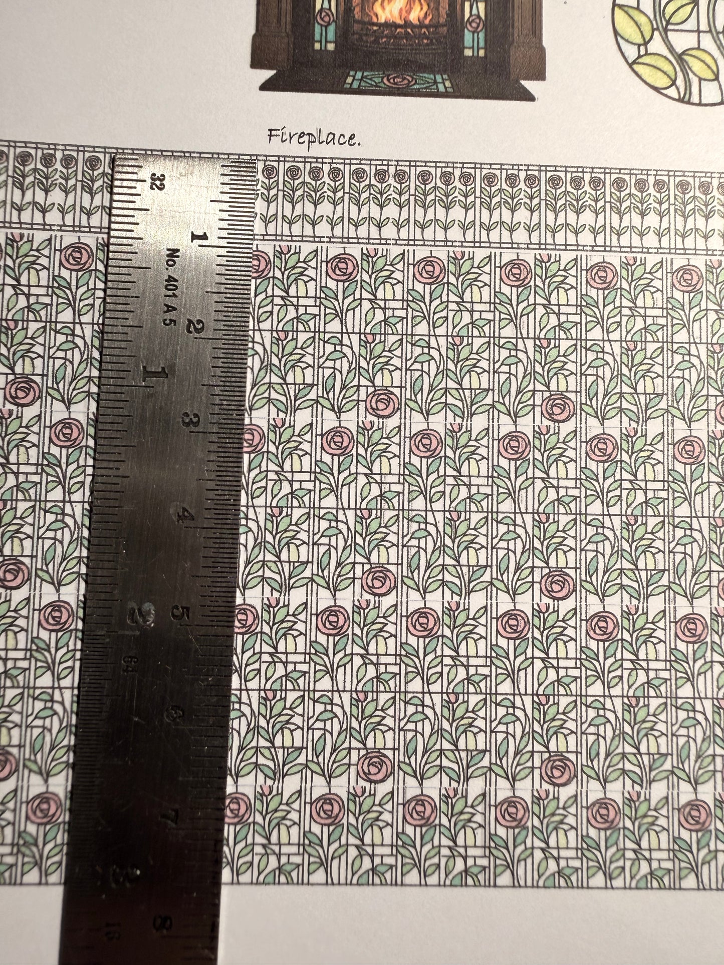 WALLPAPER SET MACKINTOSH PINK ROSESWITH FIREPLACE