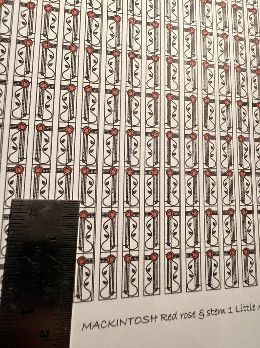 WALLPAPER MACKINTOSH RED ROSE & STEM 1