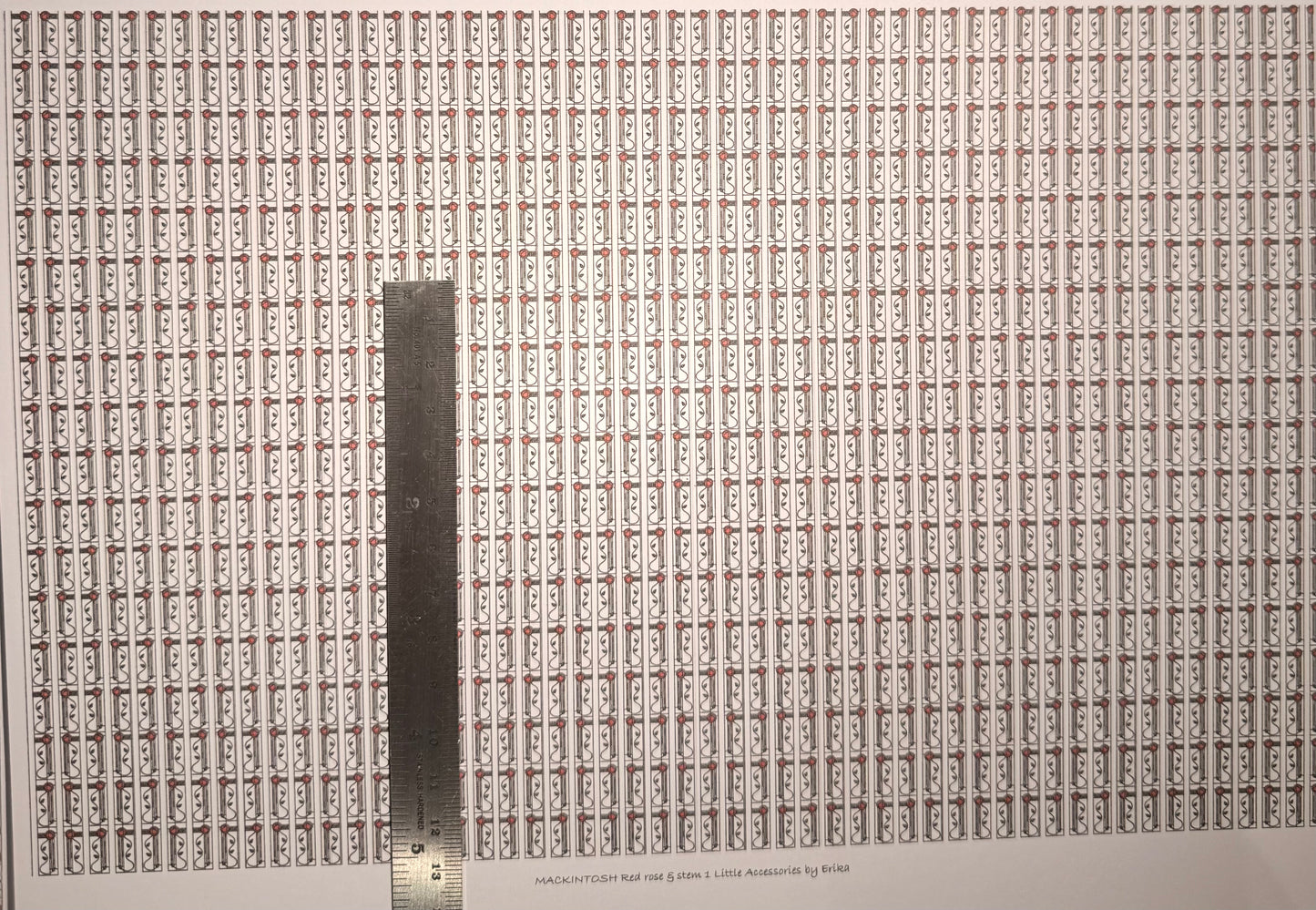 WALLPAPER MACKINTOSH RED ROSE & STEM 1