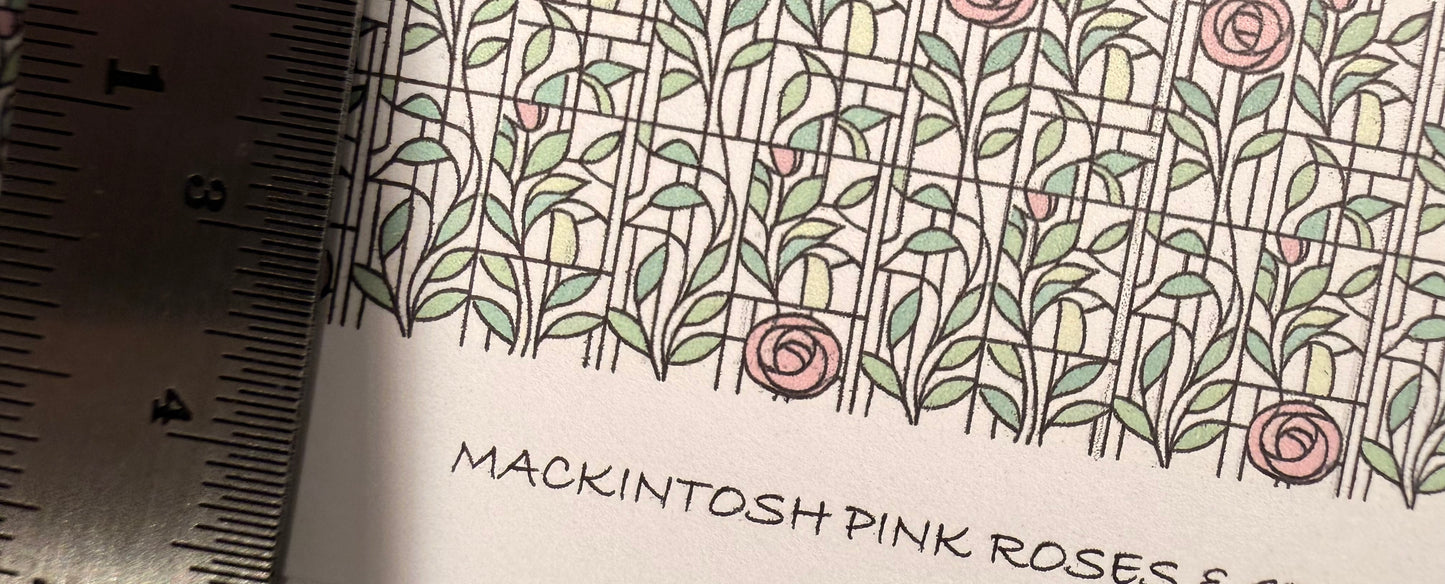 WALLPAPER MACKINTOSH PINK ROSES & GREEN