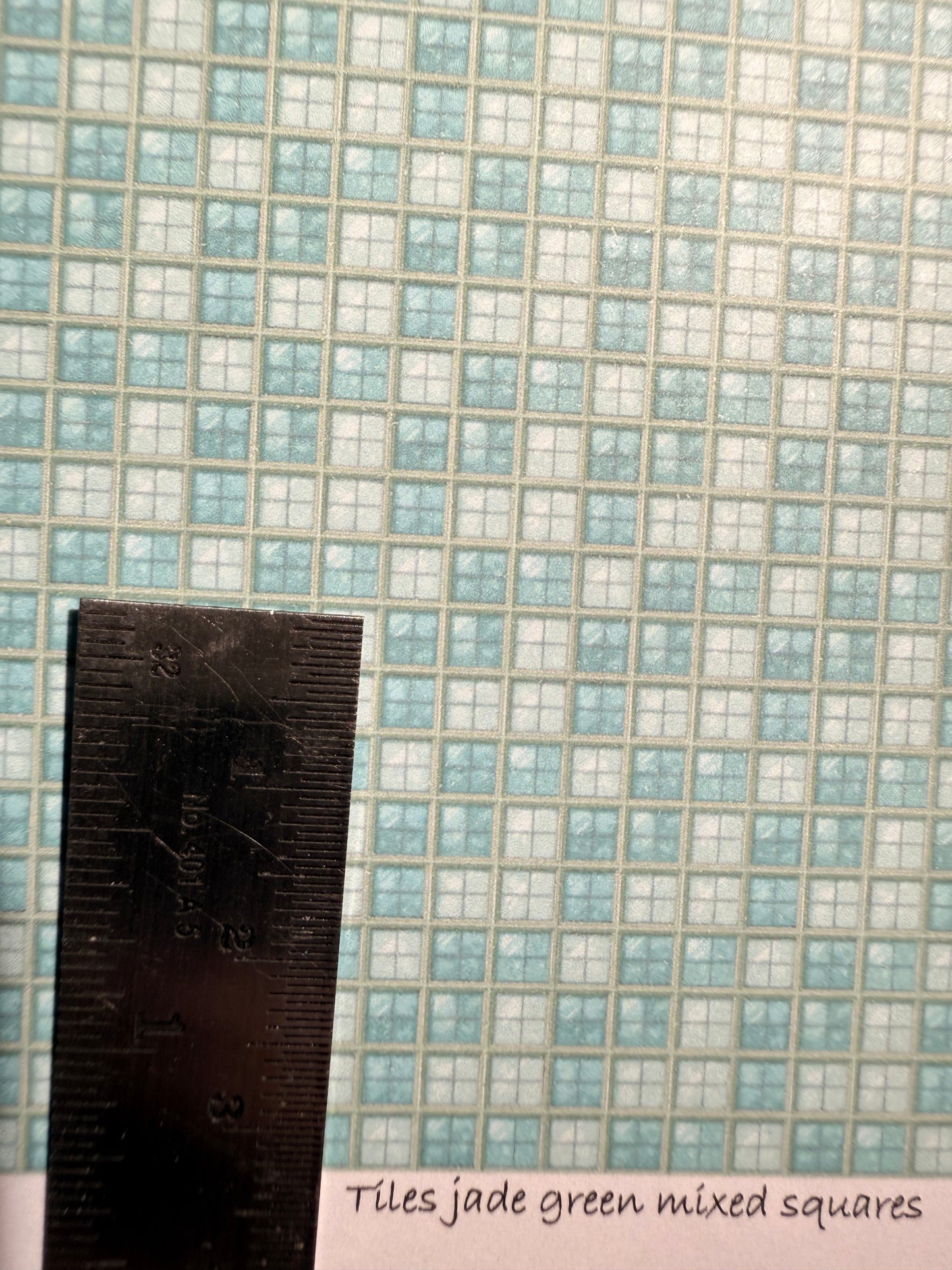 WALLPAPER TILES JADE GREEN MIXED SQUARES