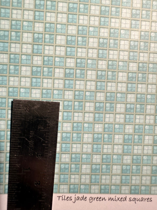 WALLPAPER TILES JADE GREEN MIXED SQUARES
