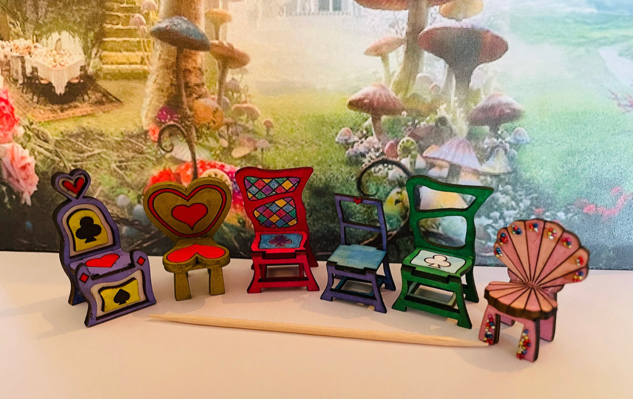 Wonky Wonderland collection. DINING TABLE 7&6 CHAIRS. 1/48th scale