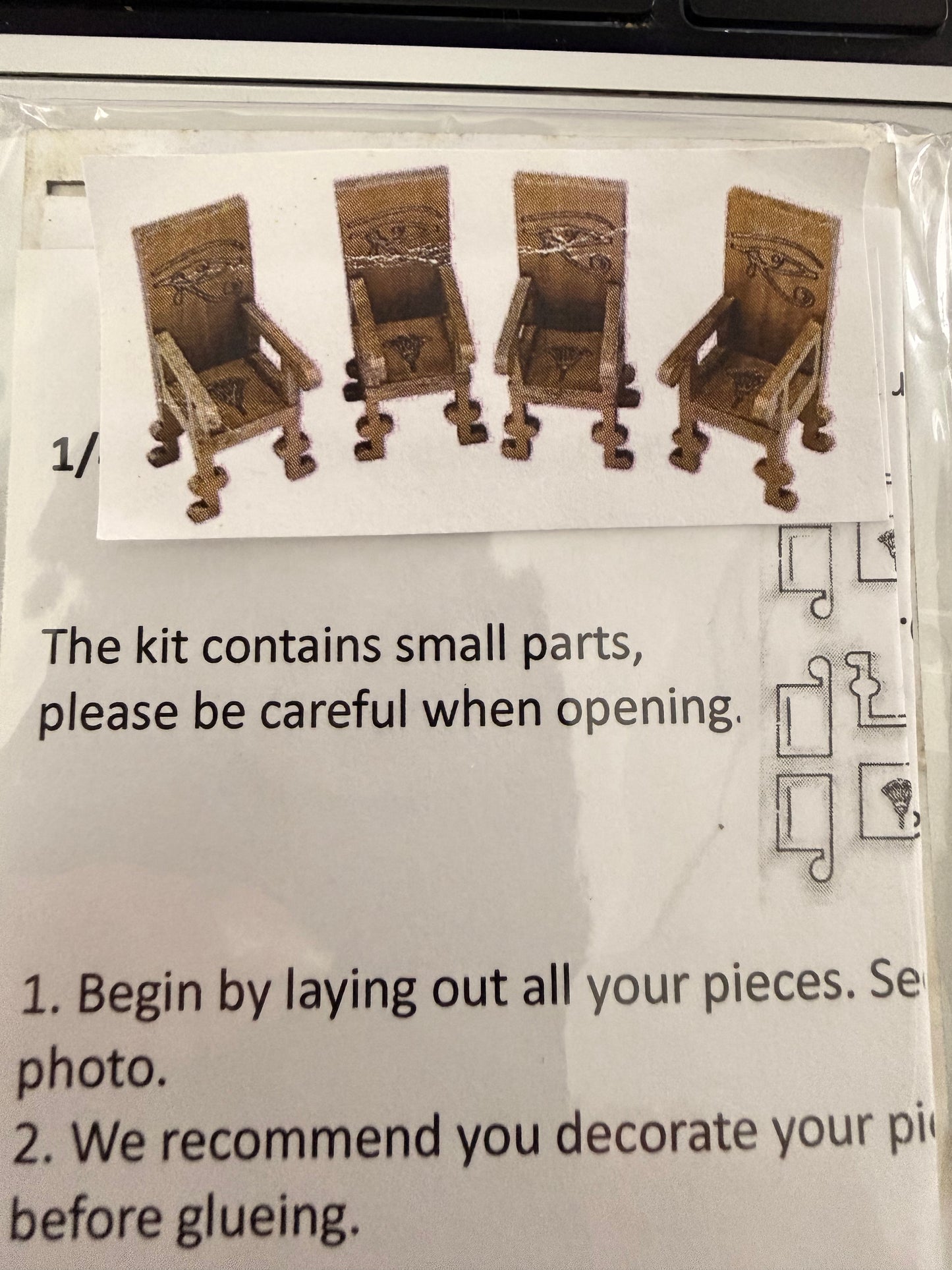 Egyptian chairs x 4. 1/48th scale