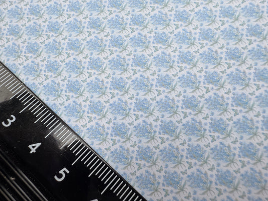 FABRIC  Victorian floral Forget me not stripes