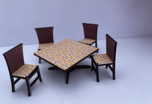 Nana's 1970s  collection. DINING ROOM TABLE & CHAIRS. 1/48th scale kit