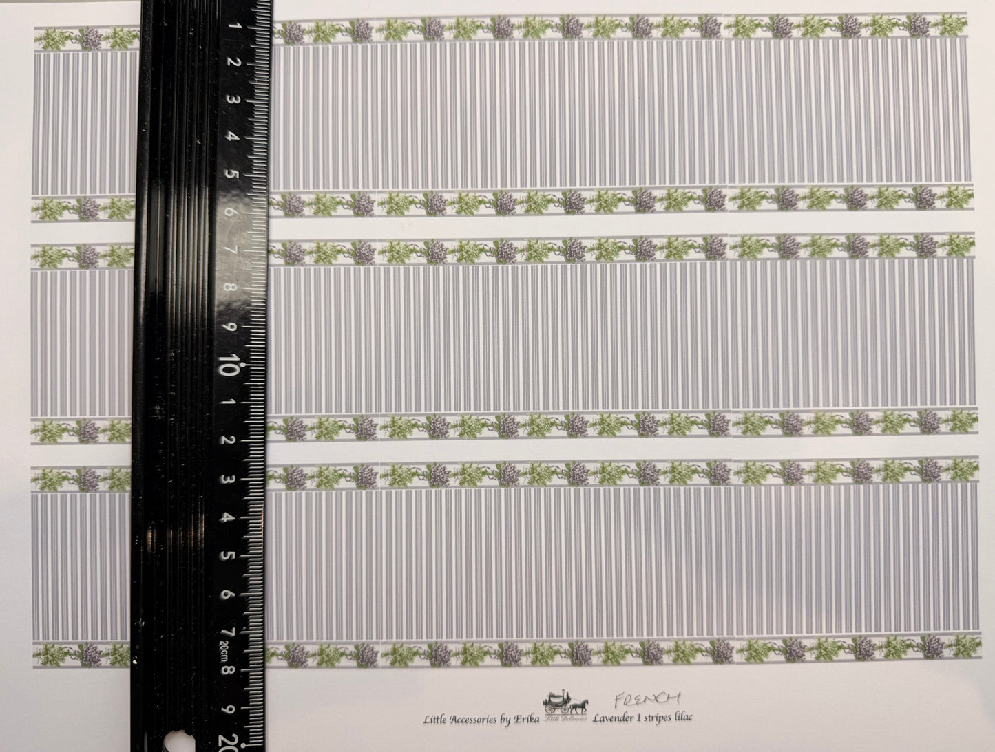 FABRIC French lavender flowers & lilac stripes