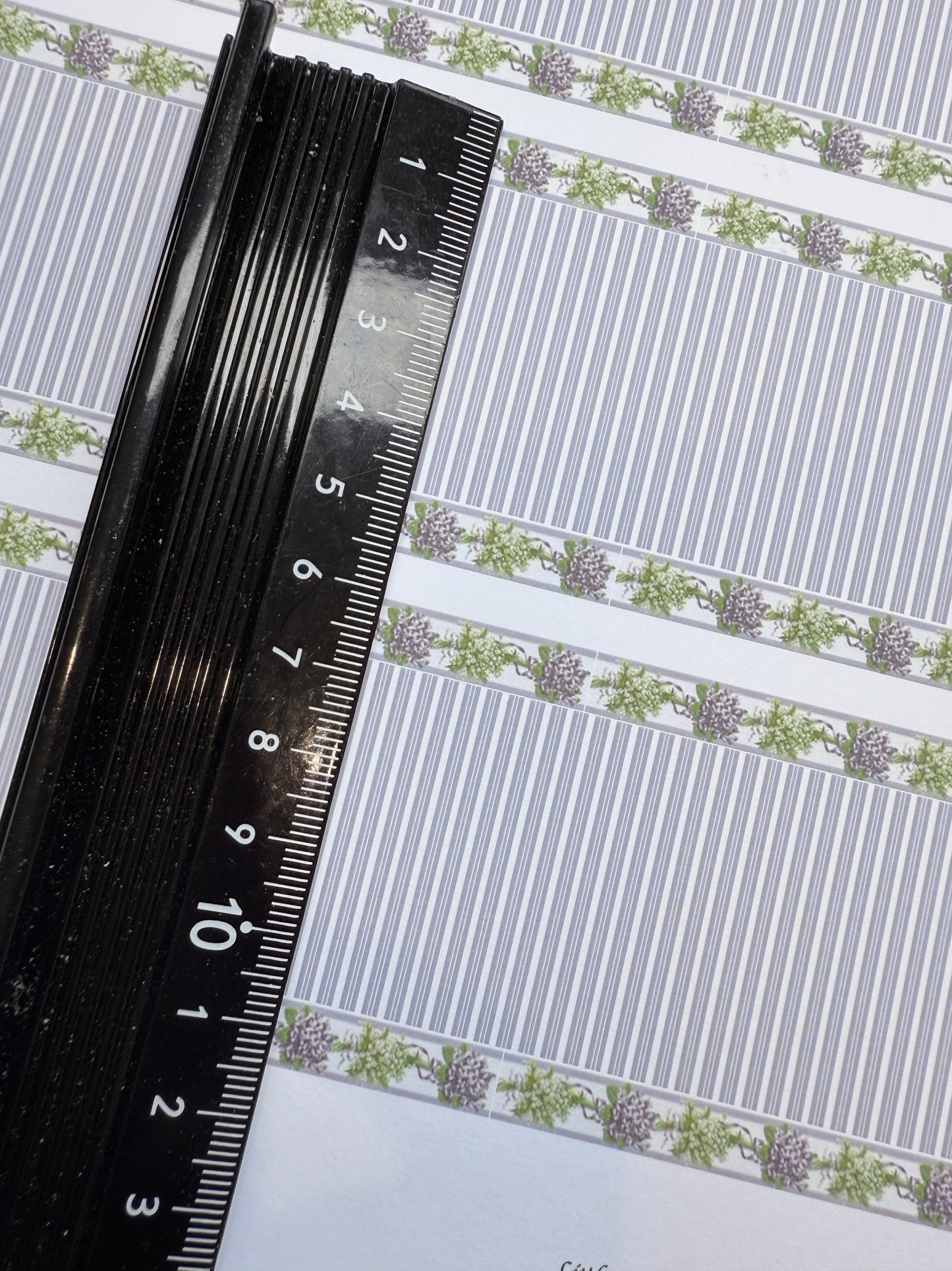 FABRIC French lavender flowers & lilac stripes