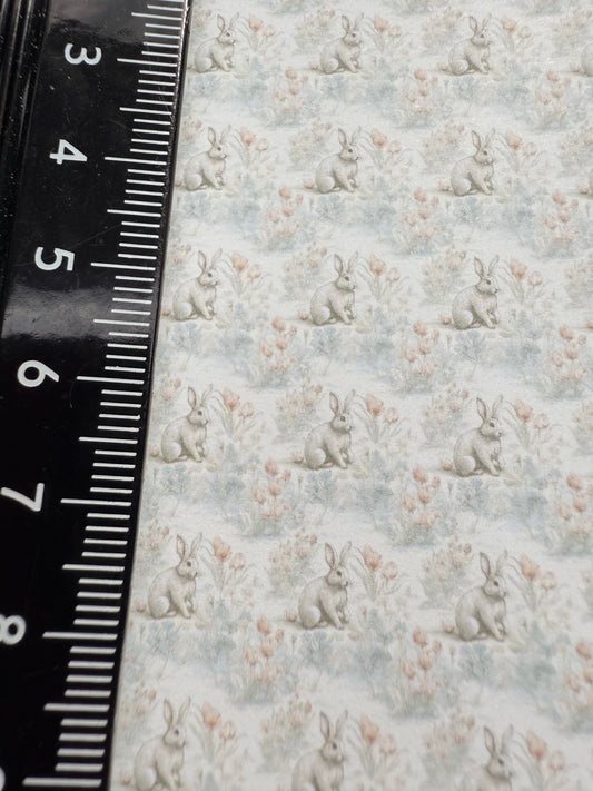 Wallpaper children pastel peach rabbits