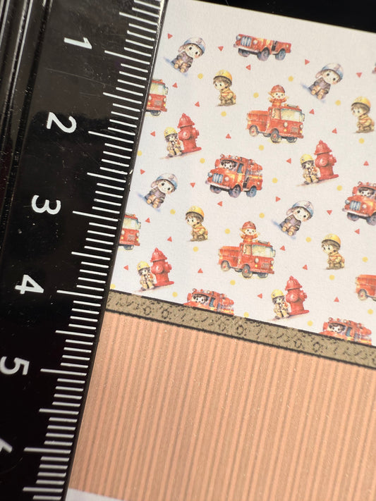 Wallpaper children fire engine 1 with border