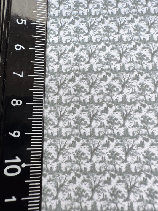 Wallpaper Halloween toile b&w cobweb & graves (trees)