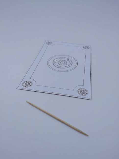 Tudor rose floor or ceiling panel, laser engraved onto a mountboard card. 1/48th scale