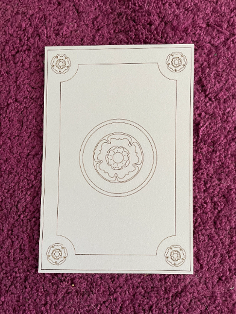 Tudor rose floor or ceiling panel, laser engraved onto a mountboard card. 1/48th scale