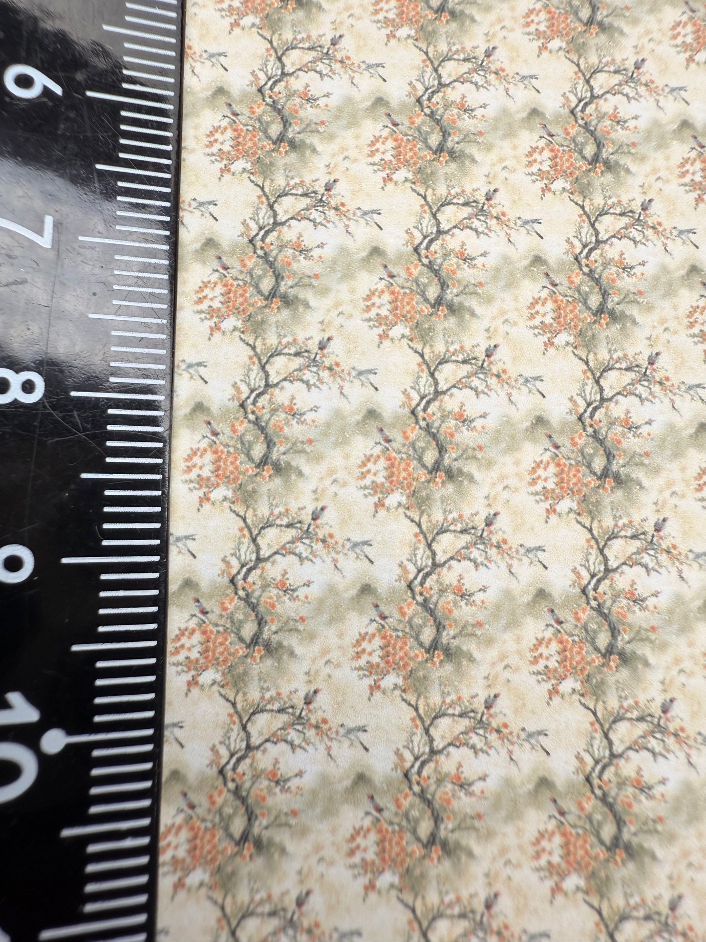 FABRIC Chinese cream gold birds