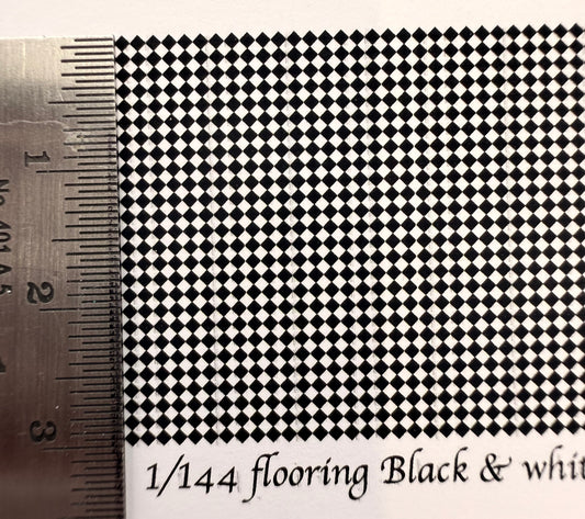 1/144 scale wallpaper flooring black & white diamonds