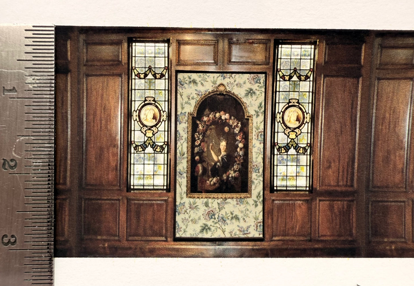 1/144 scale wllpaper dark wood with fancy panel & door panel