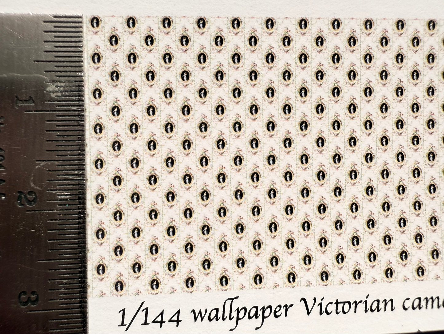 1/144 scale wallpaper victorian cameos pink & black
