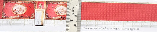 1/144 scale wallpaper red wall with door & panels