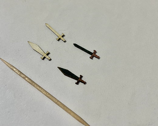 weapons. Set of 4 in 2 styles swords. 1/48th scale