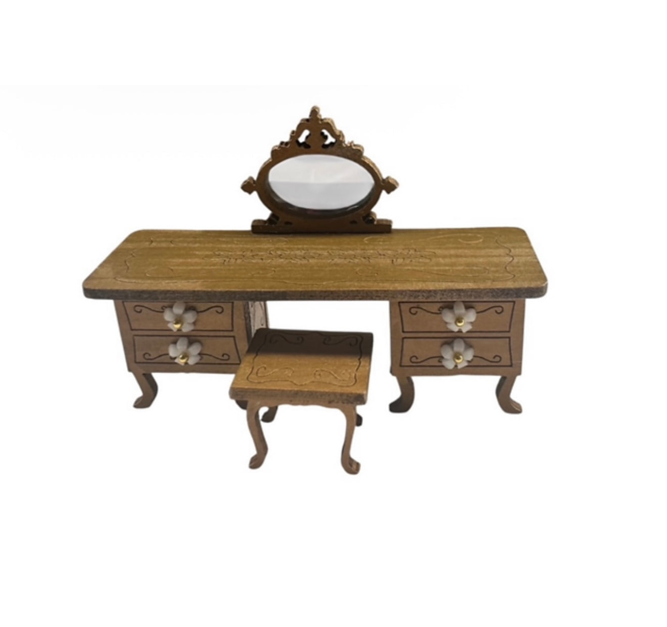 Princess flower dressing table and stool. 1/48th scale