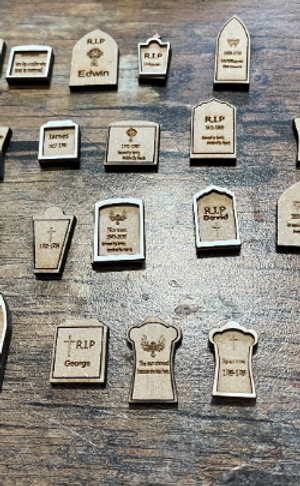 HALLOWEEN COLLECTION. 22 engraved gravestones with text. 1/48th scale KIT