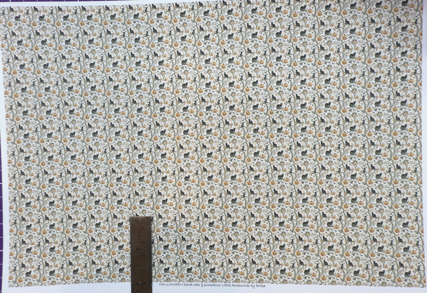 FABRIC Halloween black cat & pumpkin