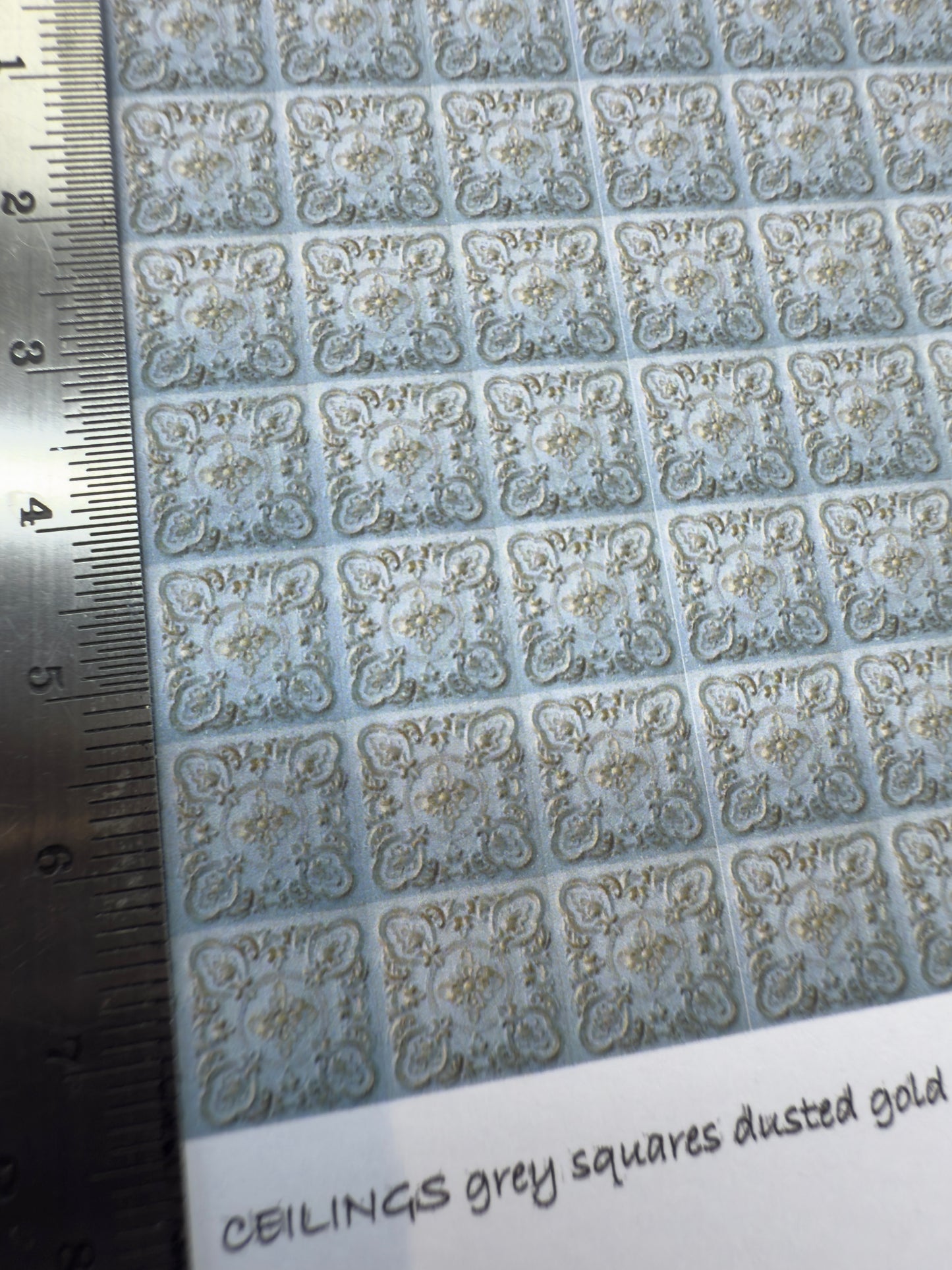 FABRIC grey squares dusted with gold