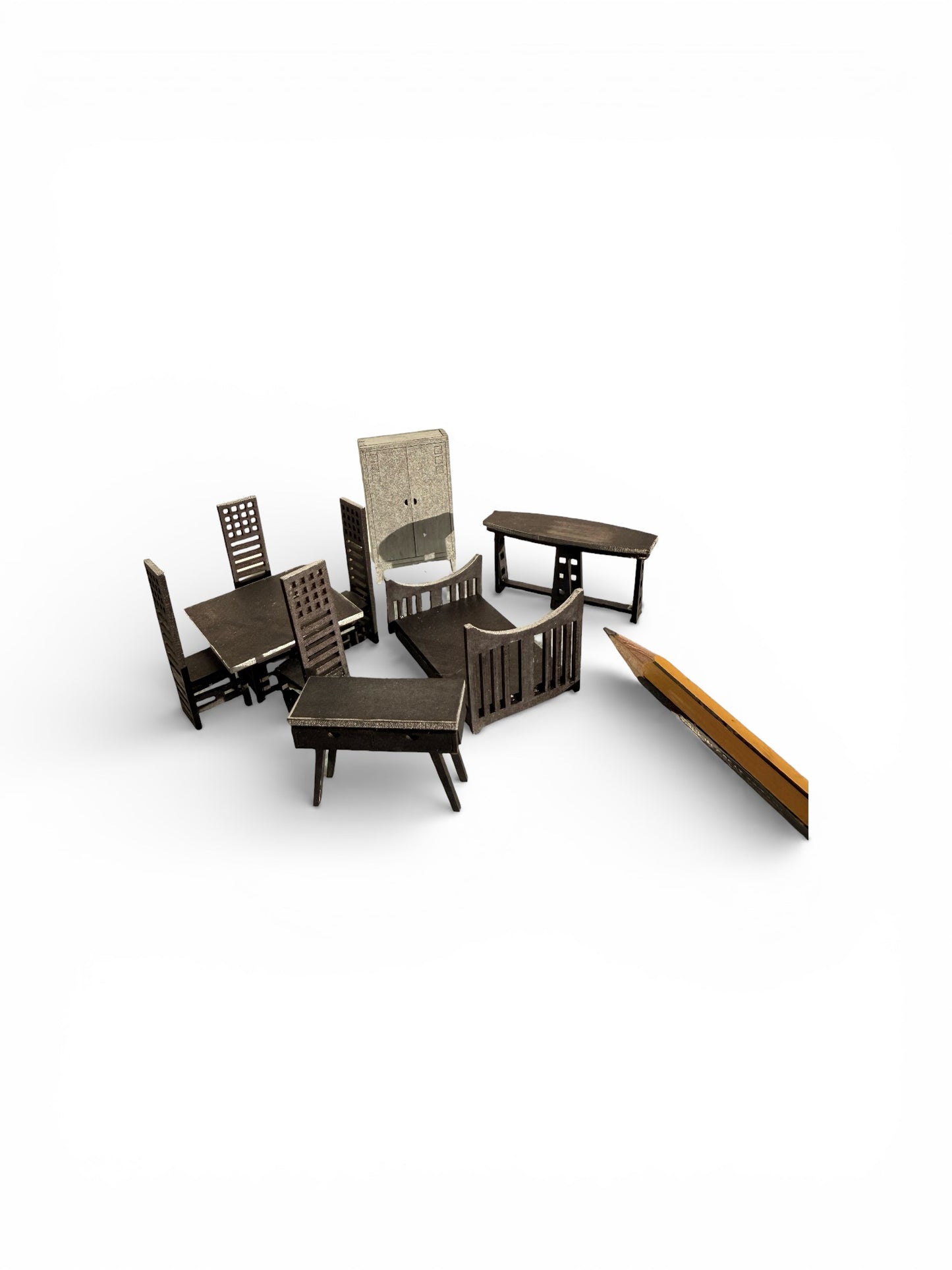 Mackintosh 4 ladder chairs and table 1/48 scale