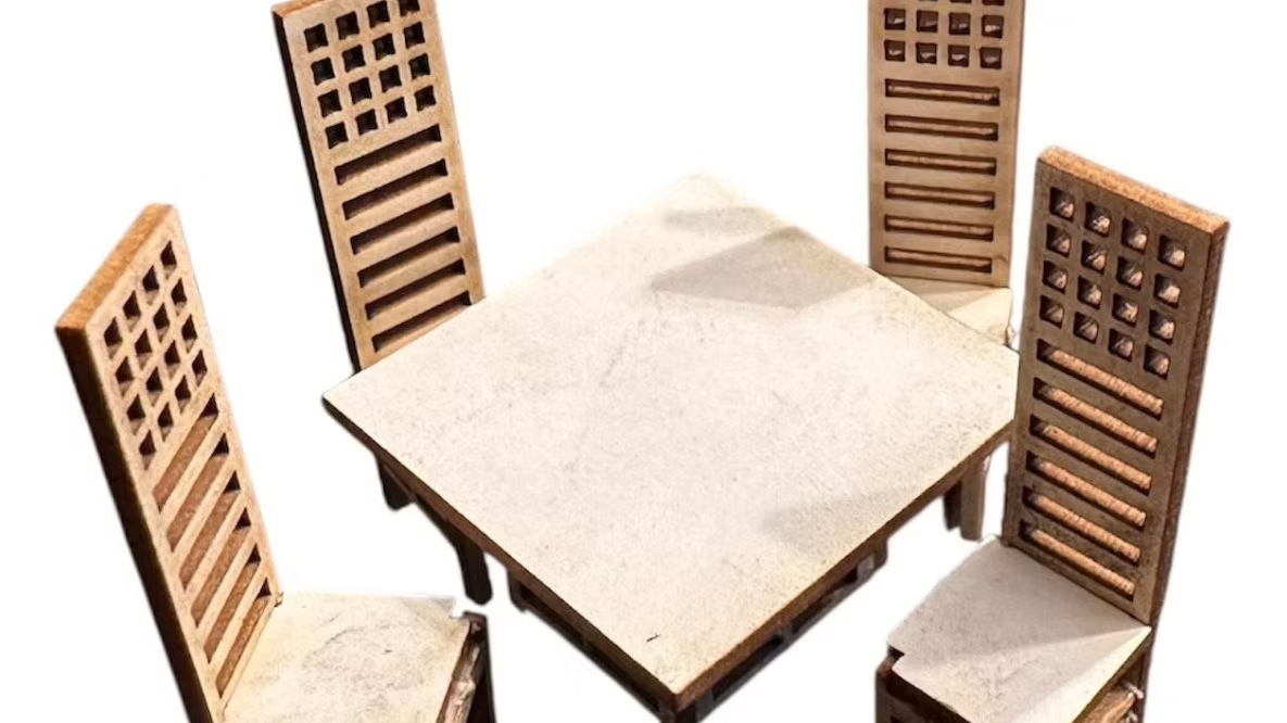 Mackintosh 4 ladder chairs and table 1/48 scale